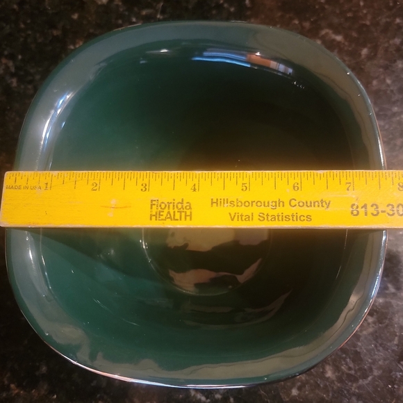 Bath& Body Works 1999 Holiday Edition Hunter Green Bowl Silver Trees & Rim - Picture 7 of 10